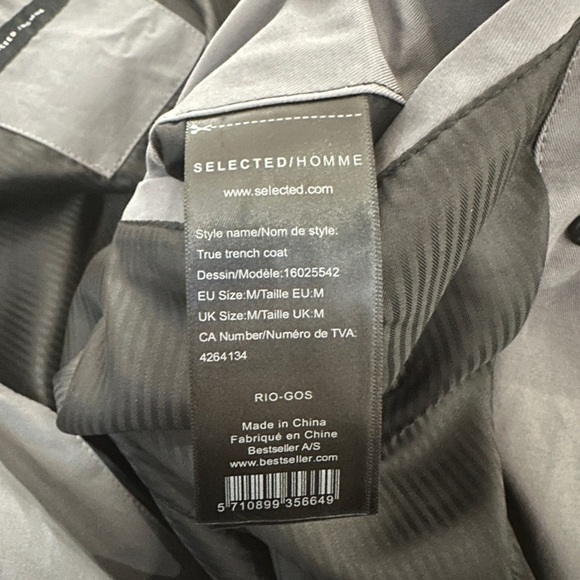 SELECTED GREY TRENCH COAT JACKET - M - Picture 14 of 14